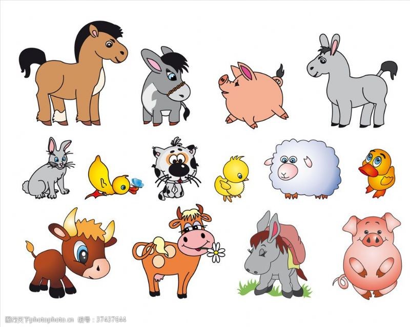 卡通野猪动物集合