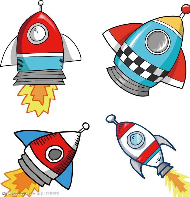 彩绘太空航天卡通儿童火箭航空器航天飞机