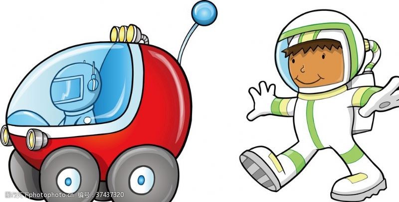 卡通儿童宇宙飞船太空宇航服素材