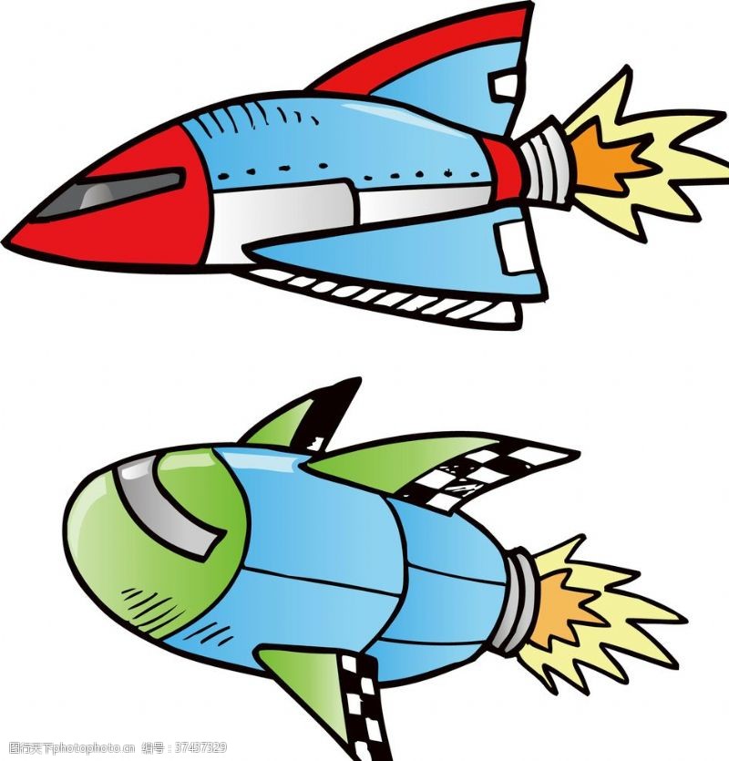 彩绘太空航天卡通飞机航空宇宙飞船儿童插画