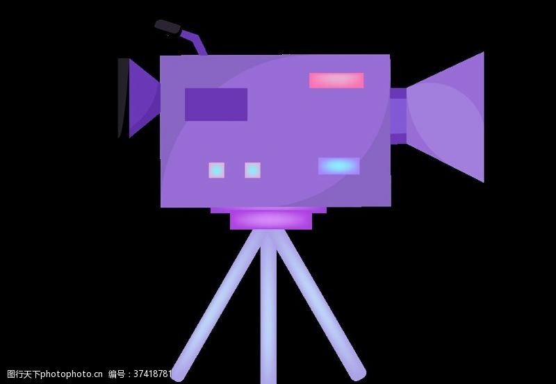 电影放映紫色摄影机矢量电影元素