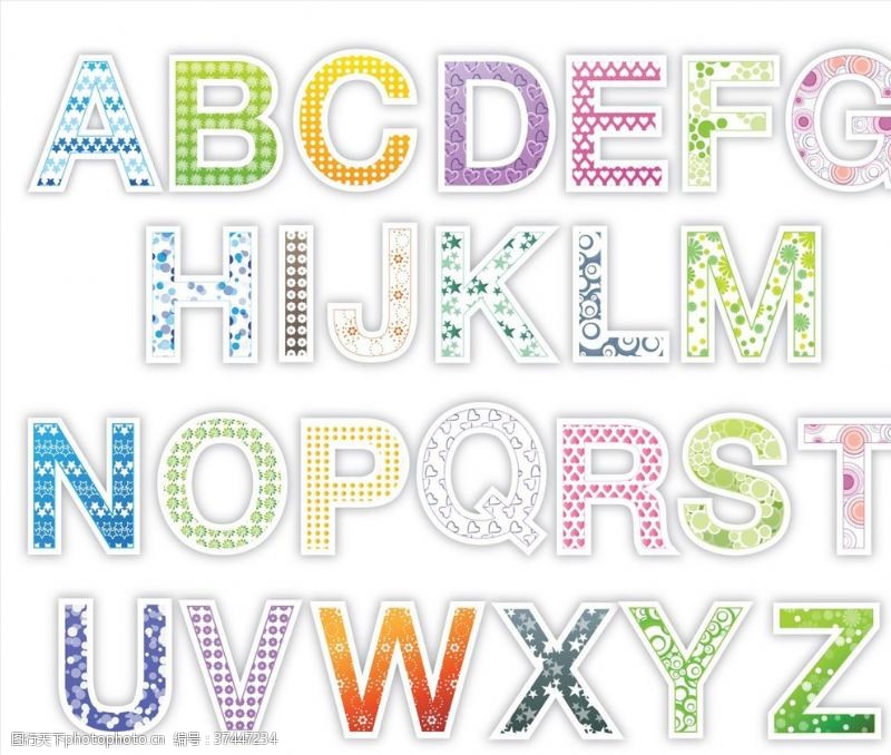 多彩字母矢量英文字母素材