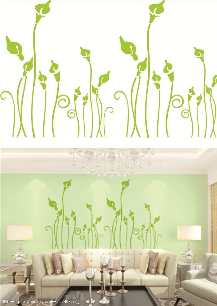 绿色花朵框背景墙墙面绿色花朵背景