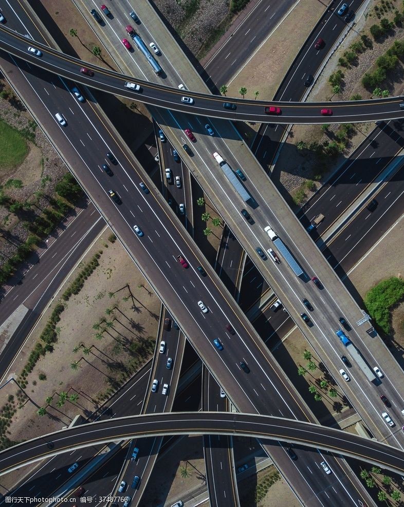 高清景观俯视图城市道路