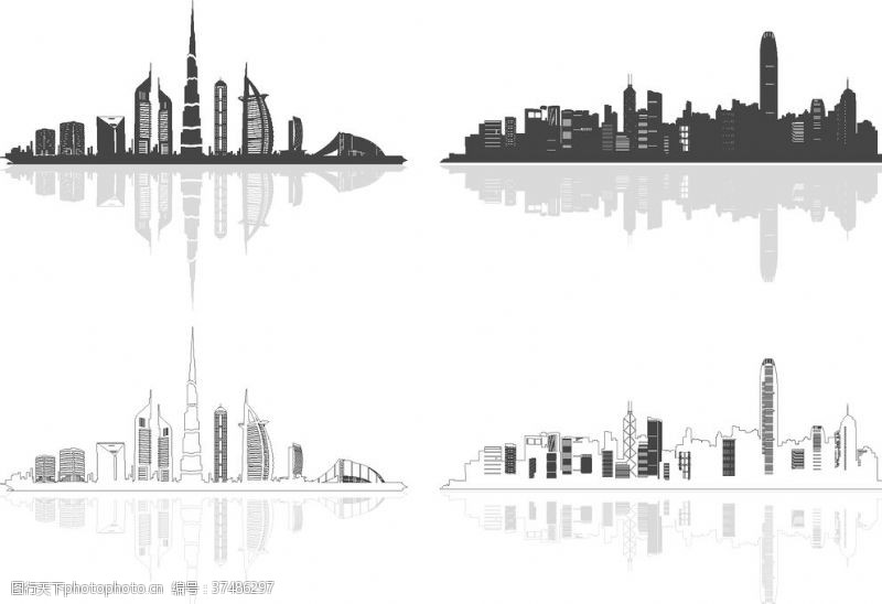 城市油画手绘城市城市建筑
