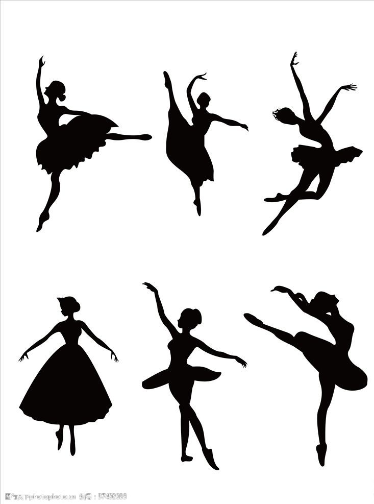芭蕾舞演员舞蹈跳舞女孩插画剪影