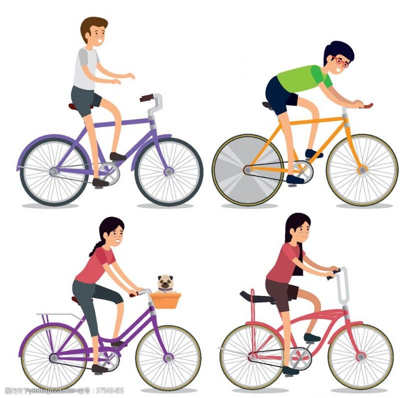 骑车子的人4款创意骑单车的年轻人