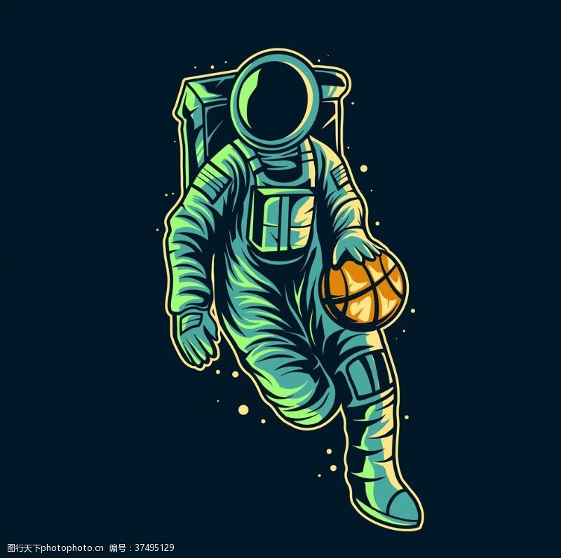 天文望远镜宇航员篮球