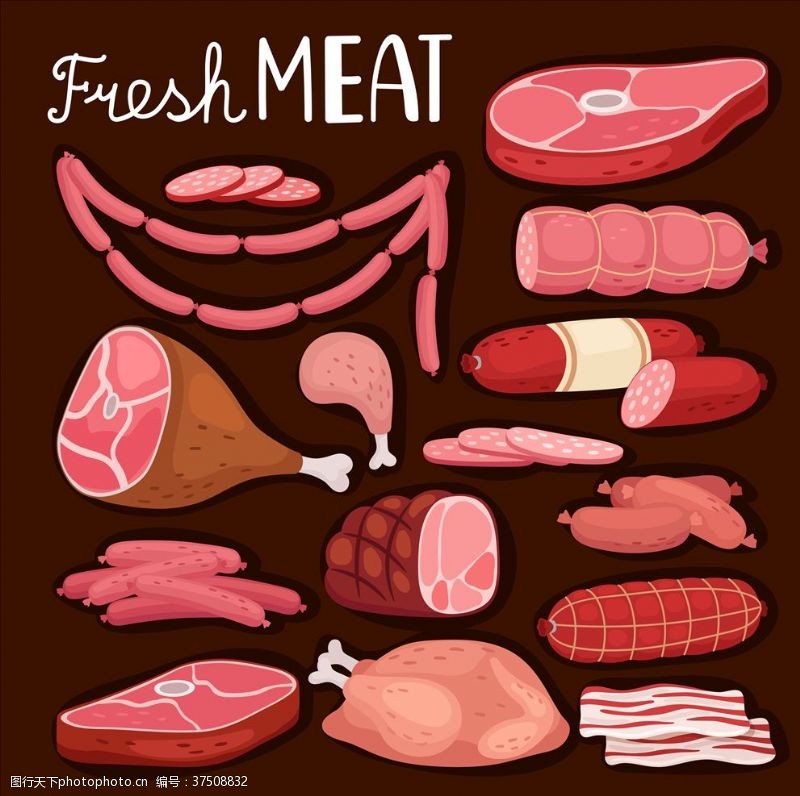 素描插画肉类