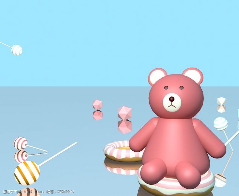 粉色可爱卡通小熊背景场景素材