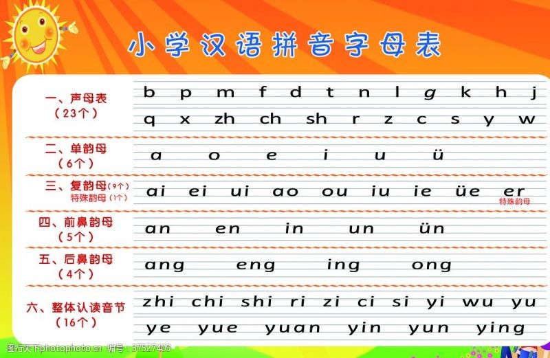 户外背胶小学汉语拼音字母表
