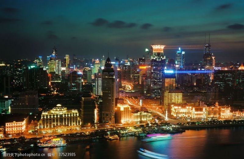 城市夜晚繁华上海文艺背景素材
