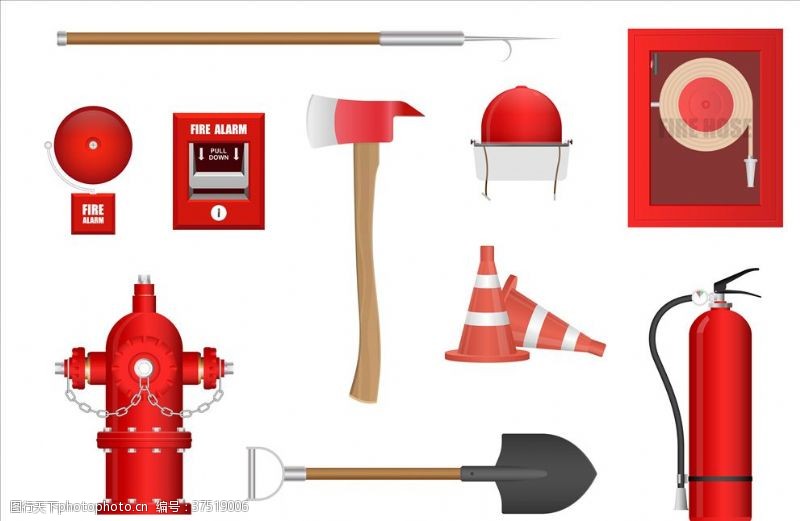 英文安全标志消防元素