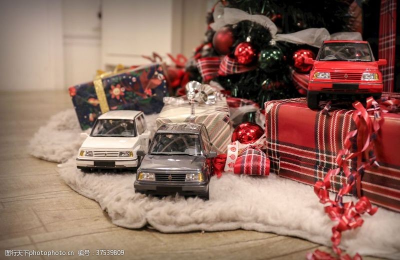 小型红色高档车模圣诞节玩具