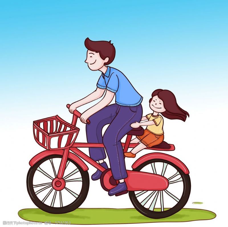 骑车的父女骑自行车的父女人物