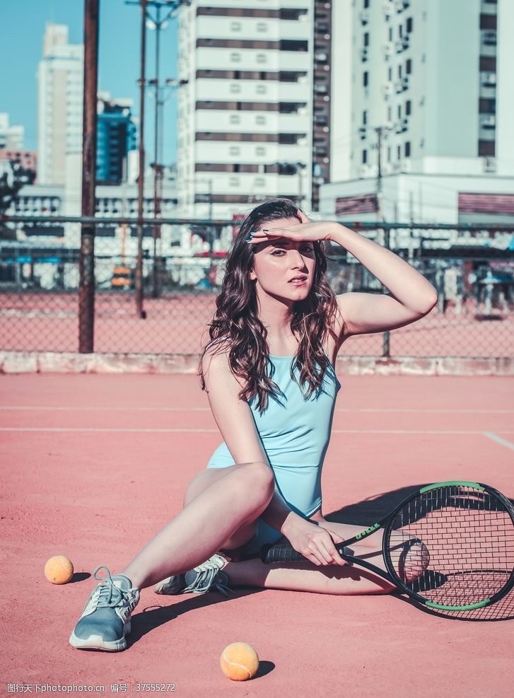 健身运动网球运动球场女性健身背景素材