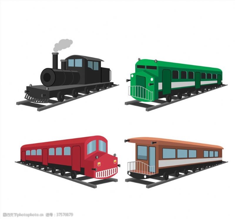铁皮玩具彩绘火车设计矢量素材