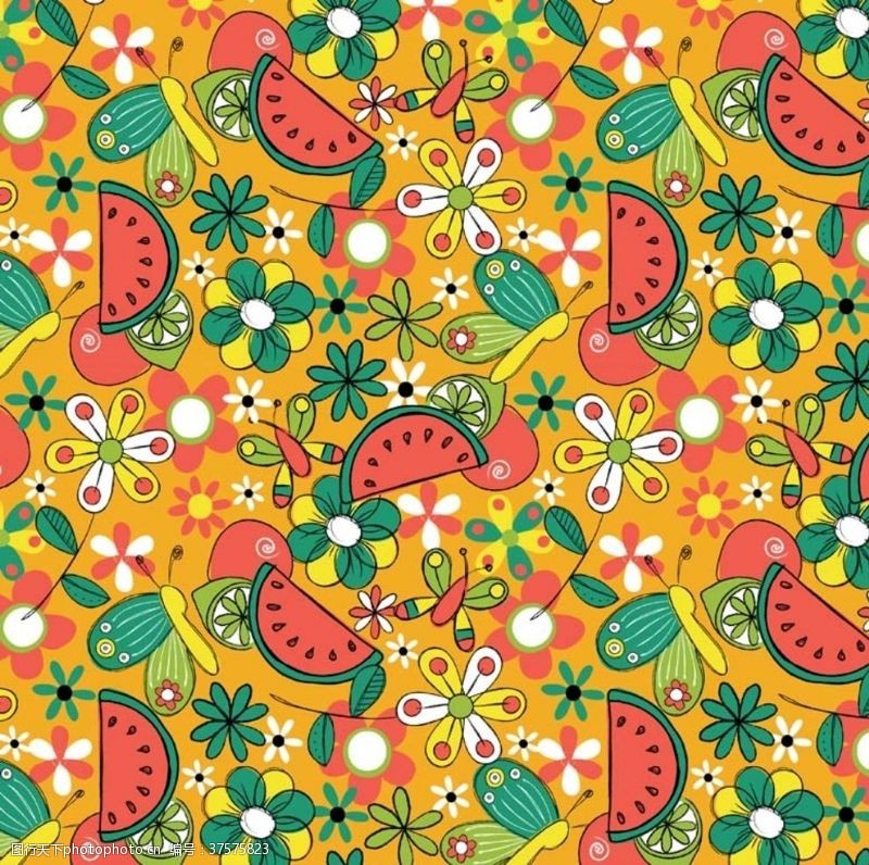 水果西瓜卡通手绘热带
