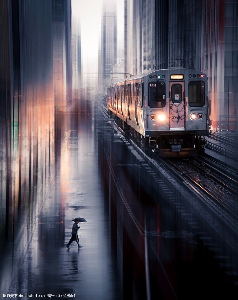 火车城市地铁空旷孤寂背景素材