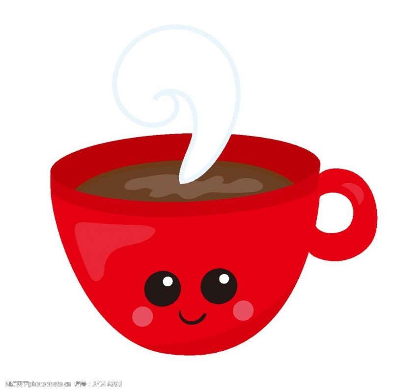 咖啡女孩矢量素材咖啡杯卡通形象AI矢量图设计