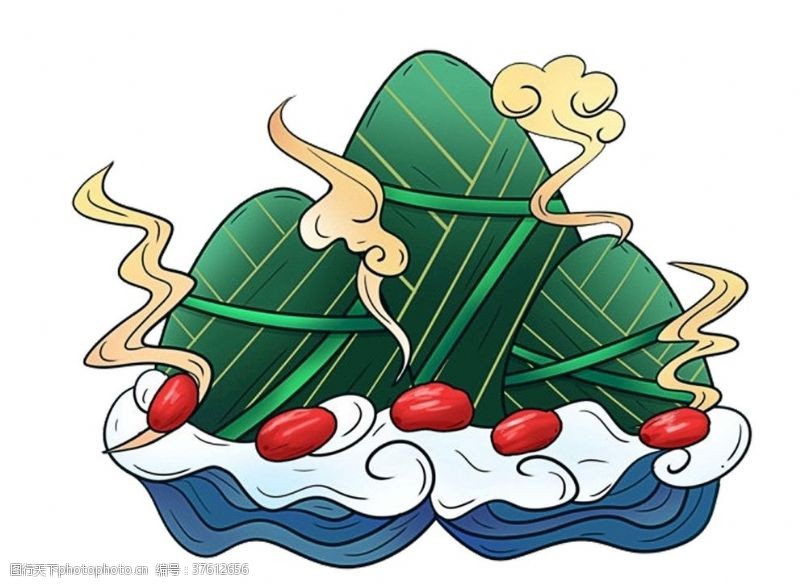 端午节矢量素材国潮中国风端午节粽子山水卡通