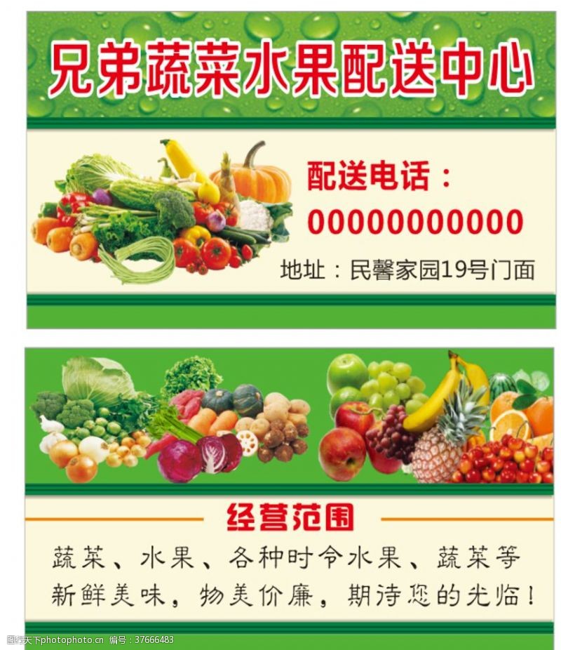 企业蔬菜名片水果蔬菜果蔬配送名片
