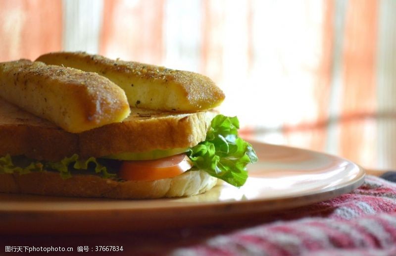 火腿海报三明治美味早餐