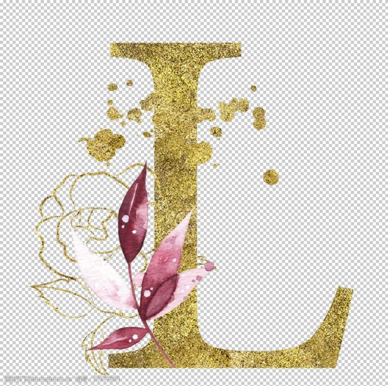 logo字母手绘水彩花卉英文字母logo