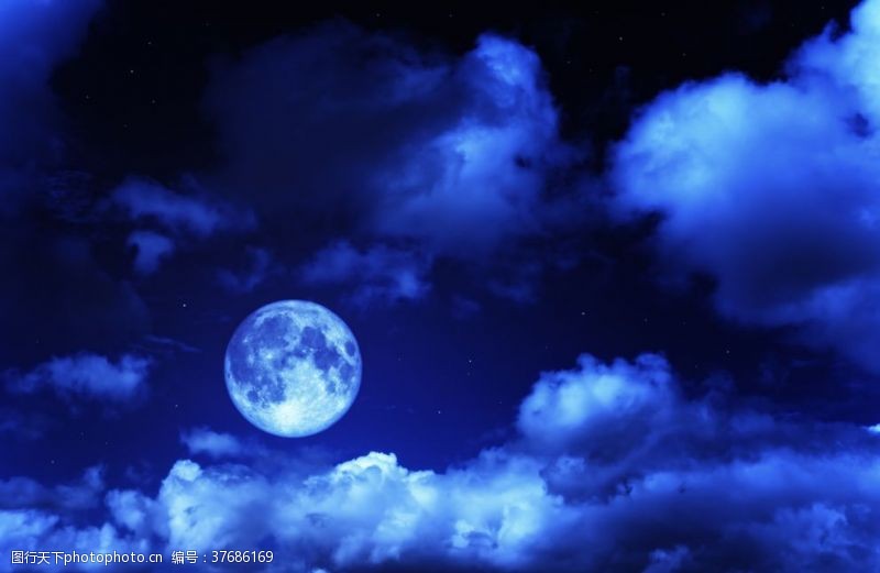 黑色背景蓝色星球月亮