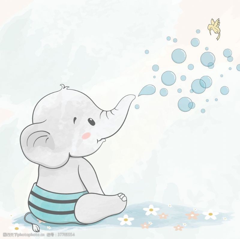 韩国卡通背景手绘大象