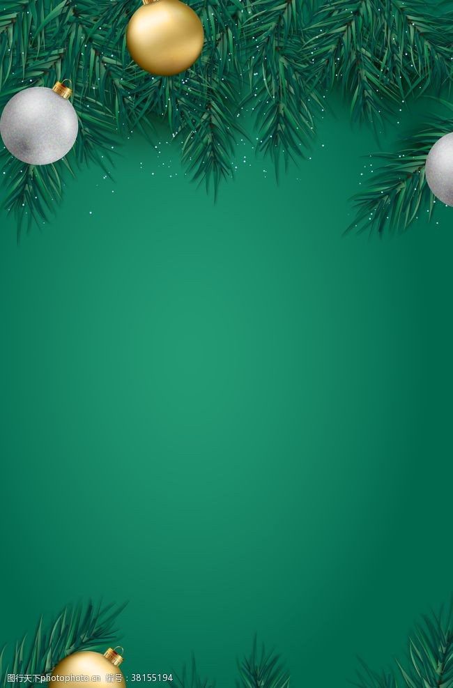 圣诞绿色铃铛促销活动优惠背景