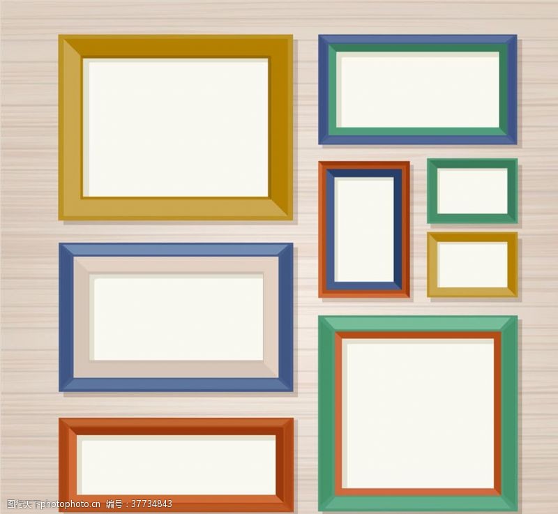 简单欧式边框彩色相框设计矢量图