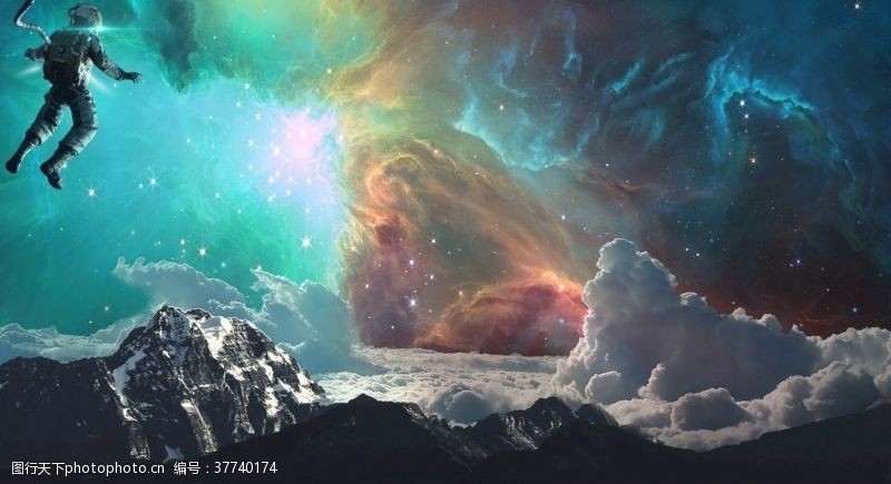 立体星星梦幻宇宙宇航员的眺望