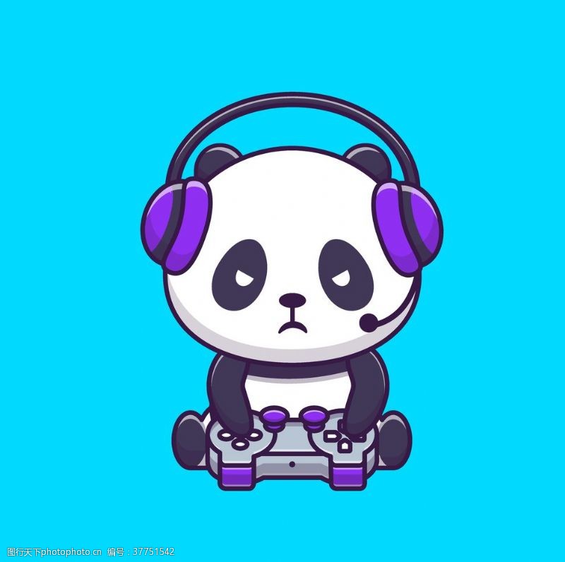 竹子的图案打游戏的熊猫
