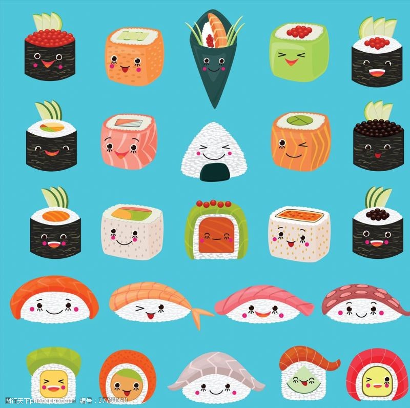 食品宣传画矢量图插画寿司
