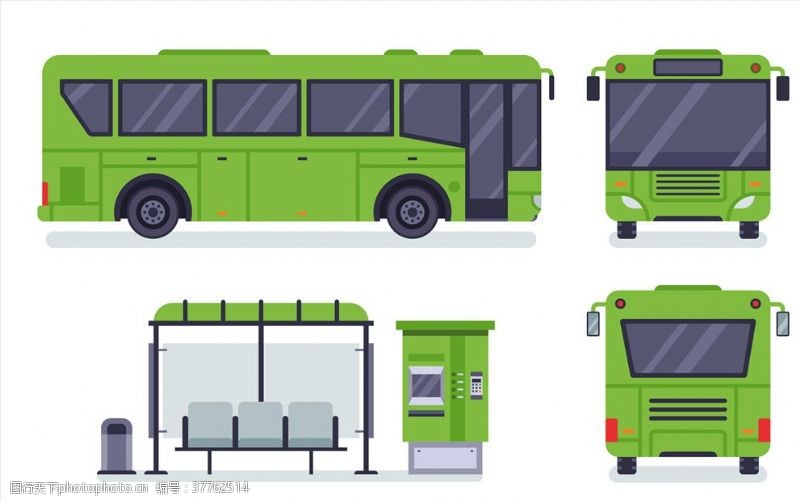 快速通道绿色公交车