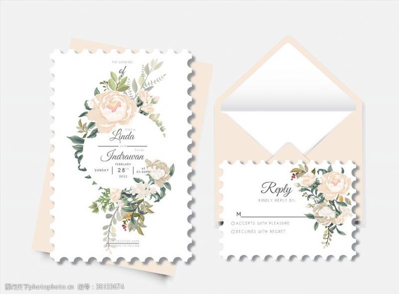 婚礼设计图花卉卡片