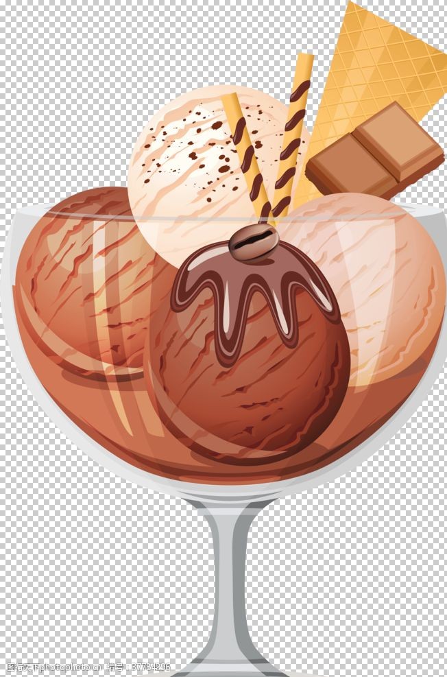 冰淇淋插画巧克力味卡通插画冰淇淋免抠素材