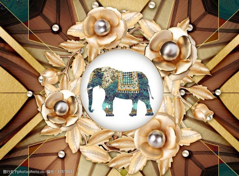 骑大象创意国潮装饰画
