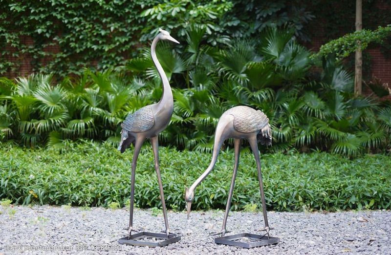 铜鹤仿铜仙鹤雕塑园林水池景观设计