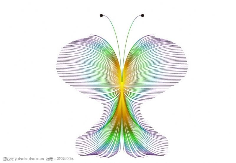 线描动物蝴蝶ai矢量设计圆形图