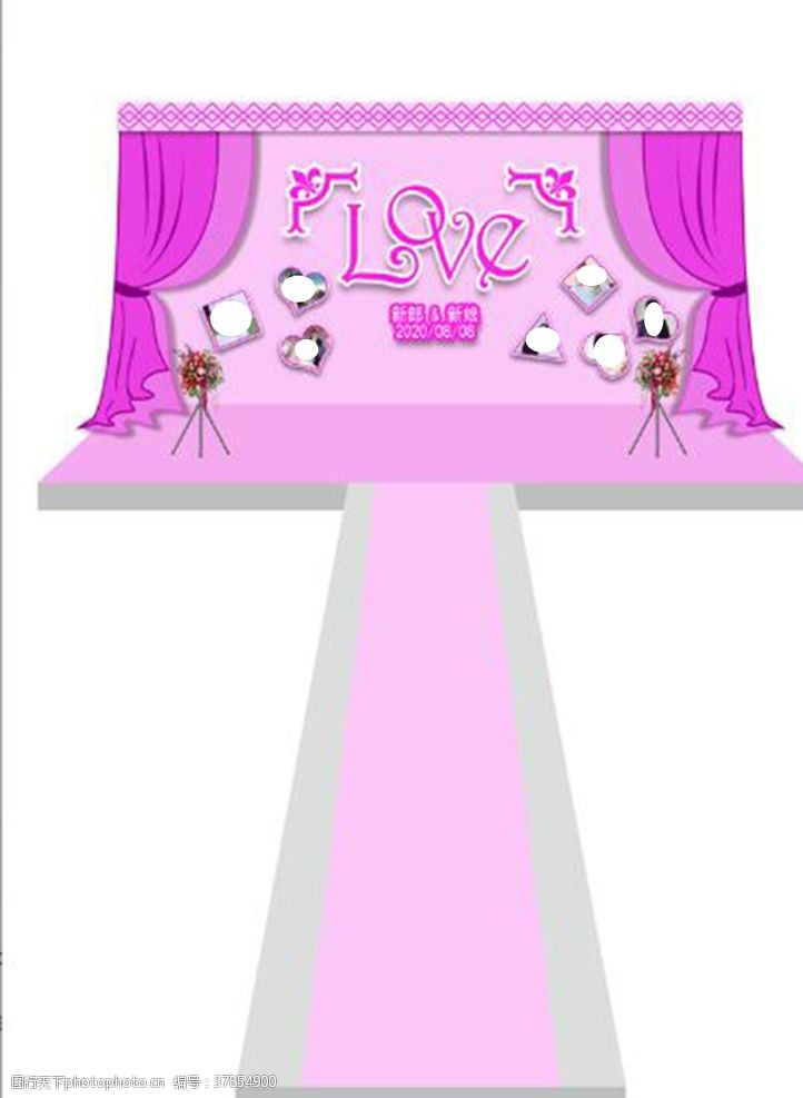 紫色花纹婚礼效果图紫色粉色时尚