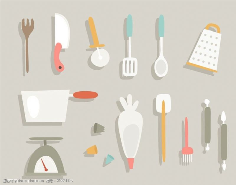 塑料制品创意厨房用品矢量素材