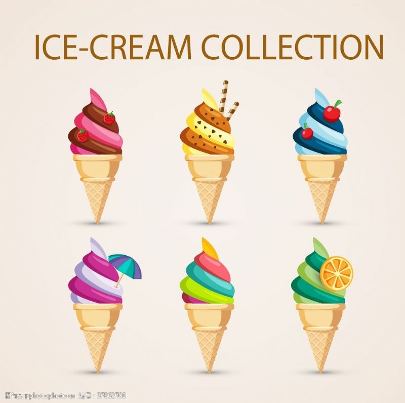 冰淇淋插画夏天素材
