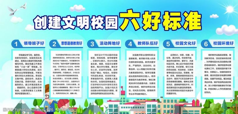 六道口创建文明校园六好标准宣传栏CM