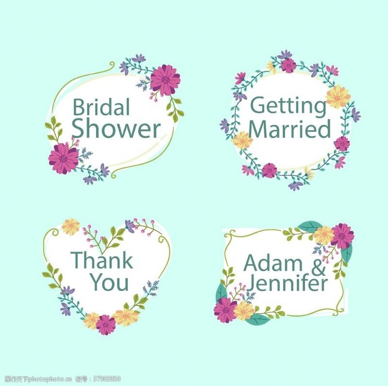 婚礼花束花纹花边素材