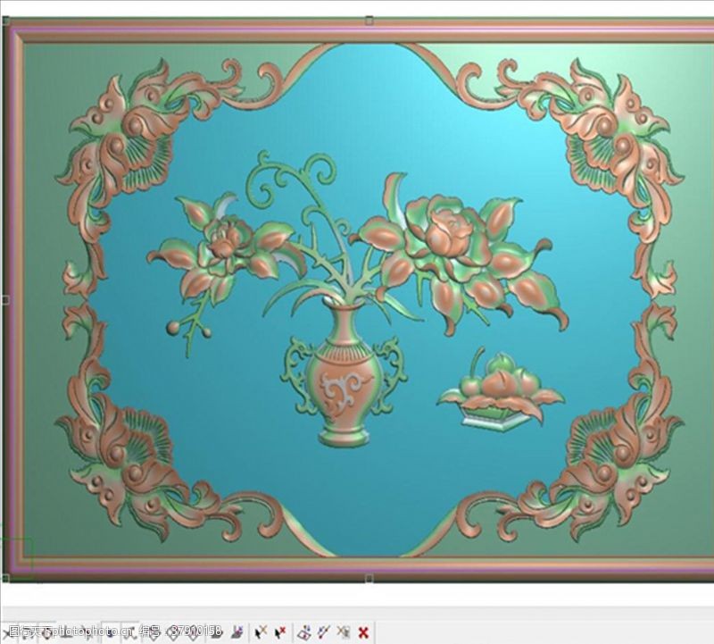 3d设计源文件精雕图月季花玫瑰花花瓶平安