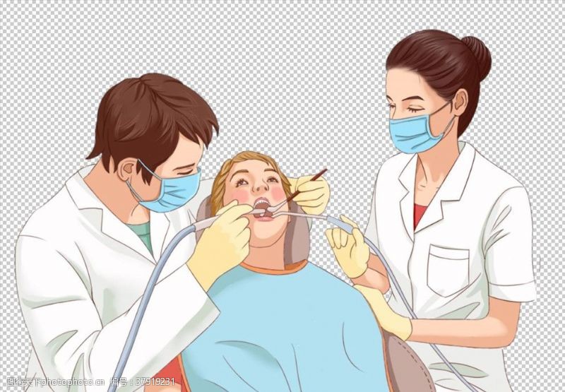 补牙口腔护理医护人员手绘免抠元素