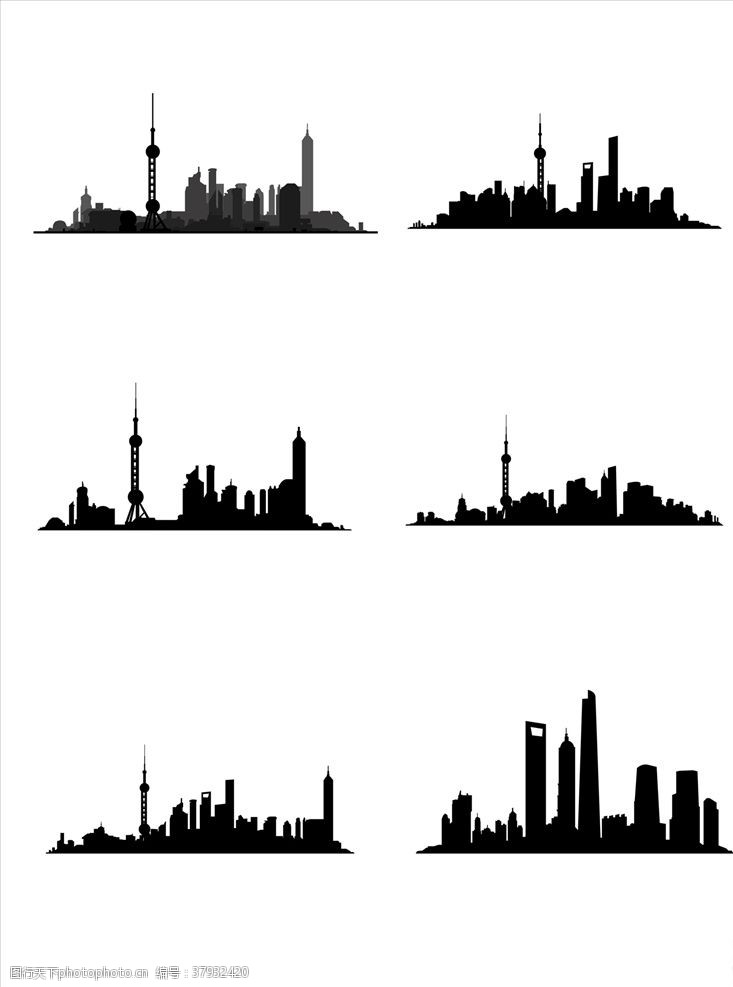 上海都市建筑剪影元素