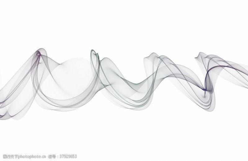 波浪彩带手绘抽象彩色烟雾线条